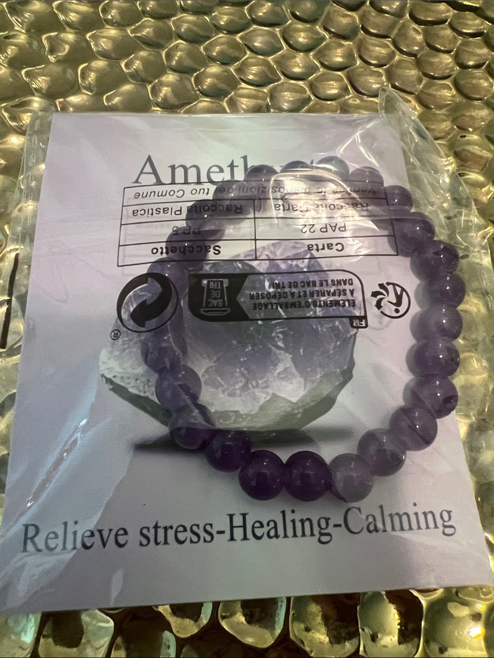 2339**Amethyst Beaded Stretch Bracelet - Purple - Picture 6 of 17